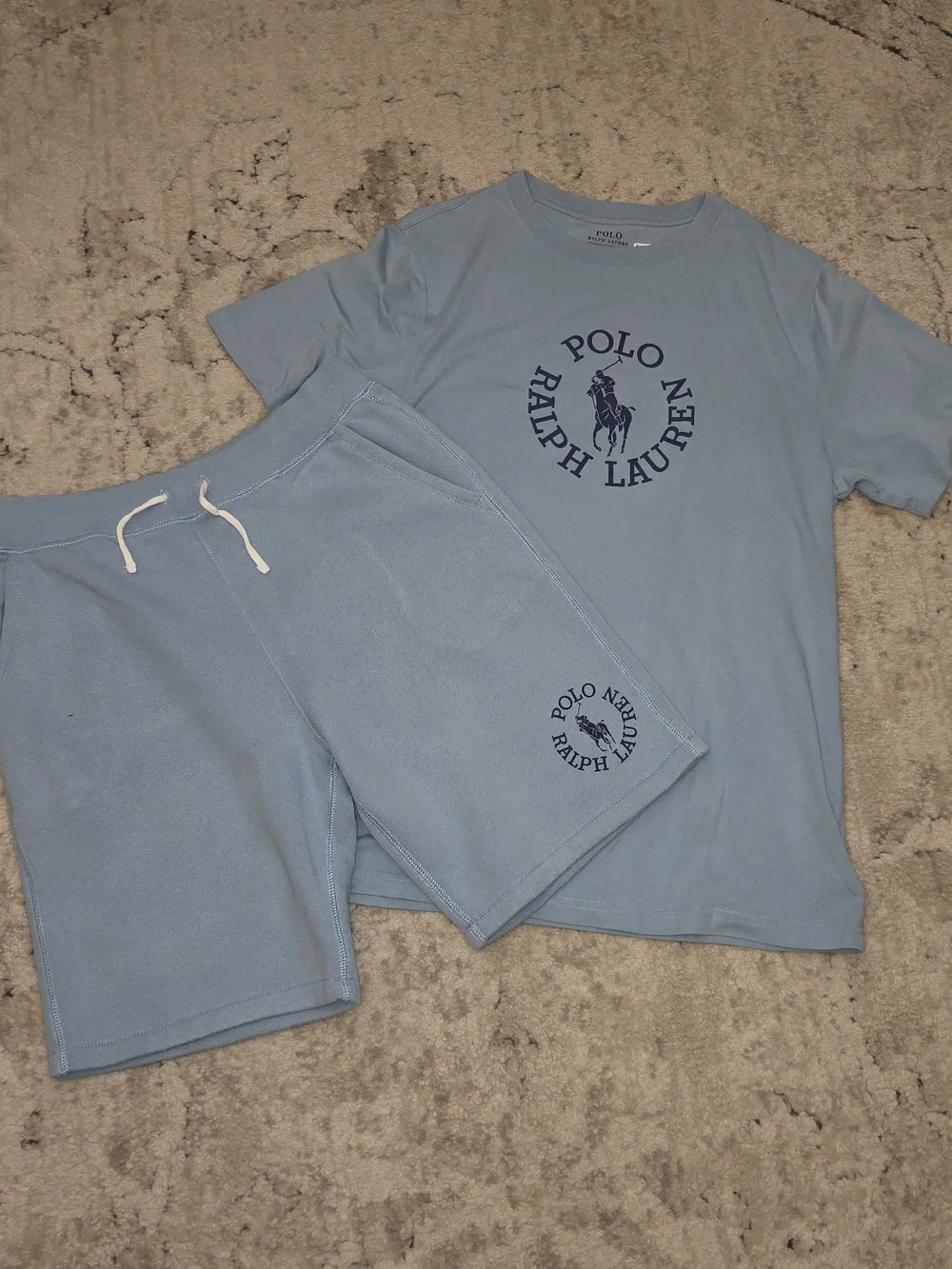 Polo by Ralph Lauren Men's Light Blue Logo Short Set